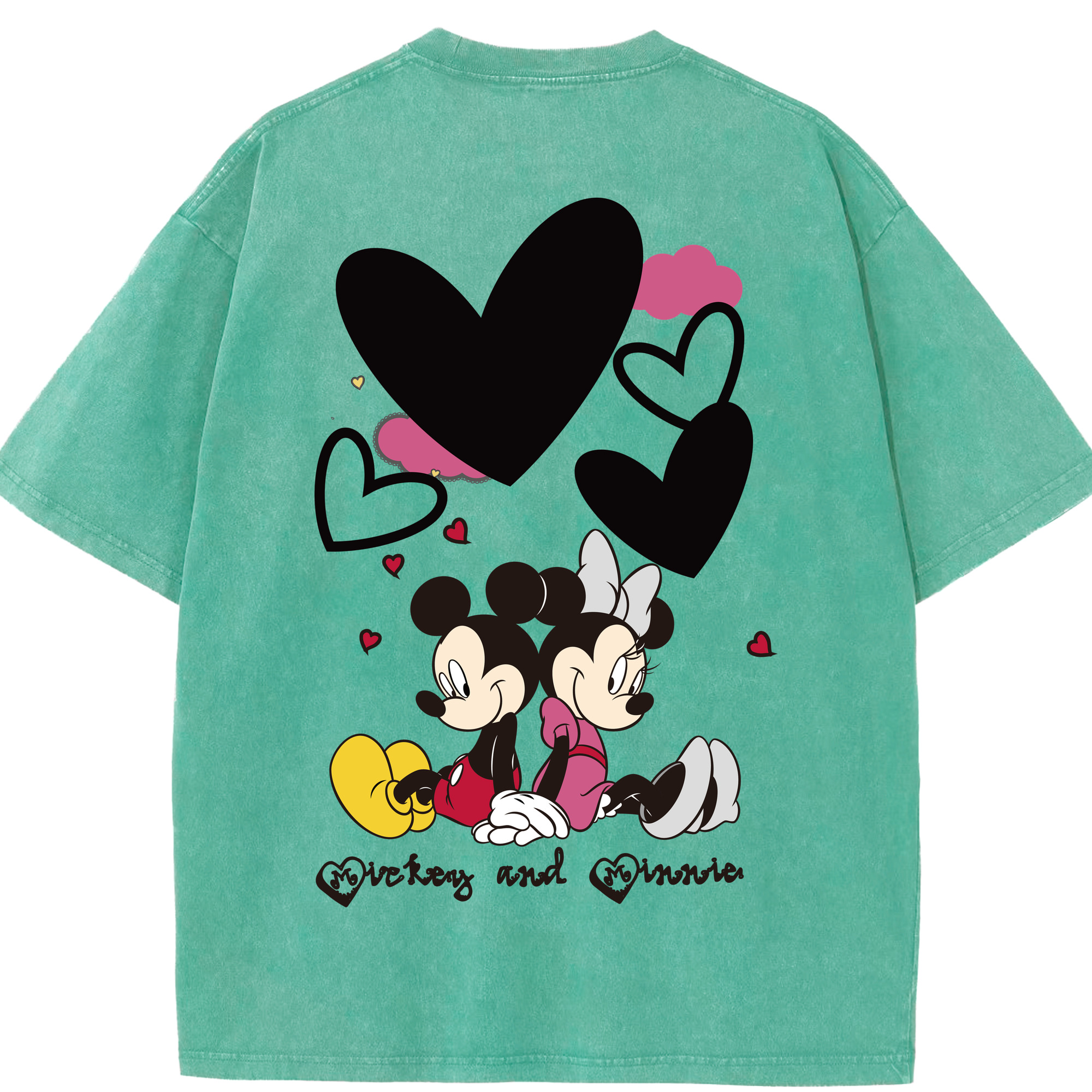 （画像用） ミッキーマウス Mickey Mouse 綿100% ヴィンテージ風 半袖Tシャツ（背面プリント）